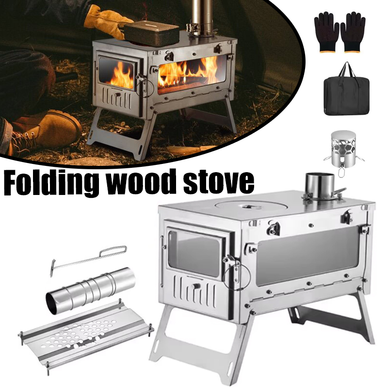 Outdoor Camping Wood Stove - 430 스테인레스 스틸 휴대용 텐트 스토브