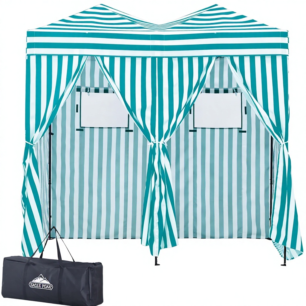 Camping Tent - 야외용 휴대용 2룸 팝업 탈의실/차양 텐트,