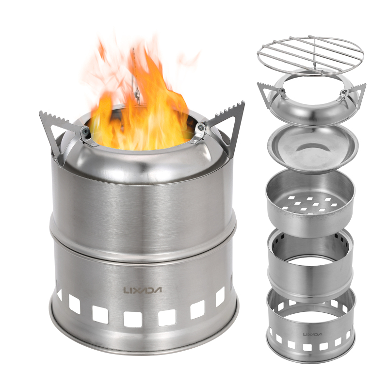 Outdoor Camping Wood Stove - Lixada 스테인레스 스틸 목재 스토브, 캠핑