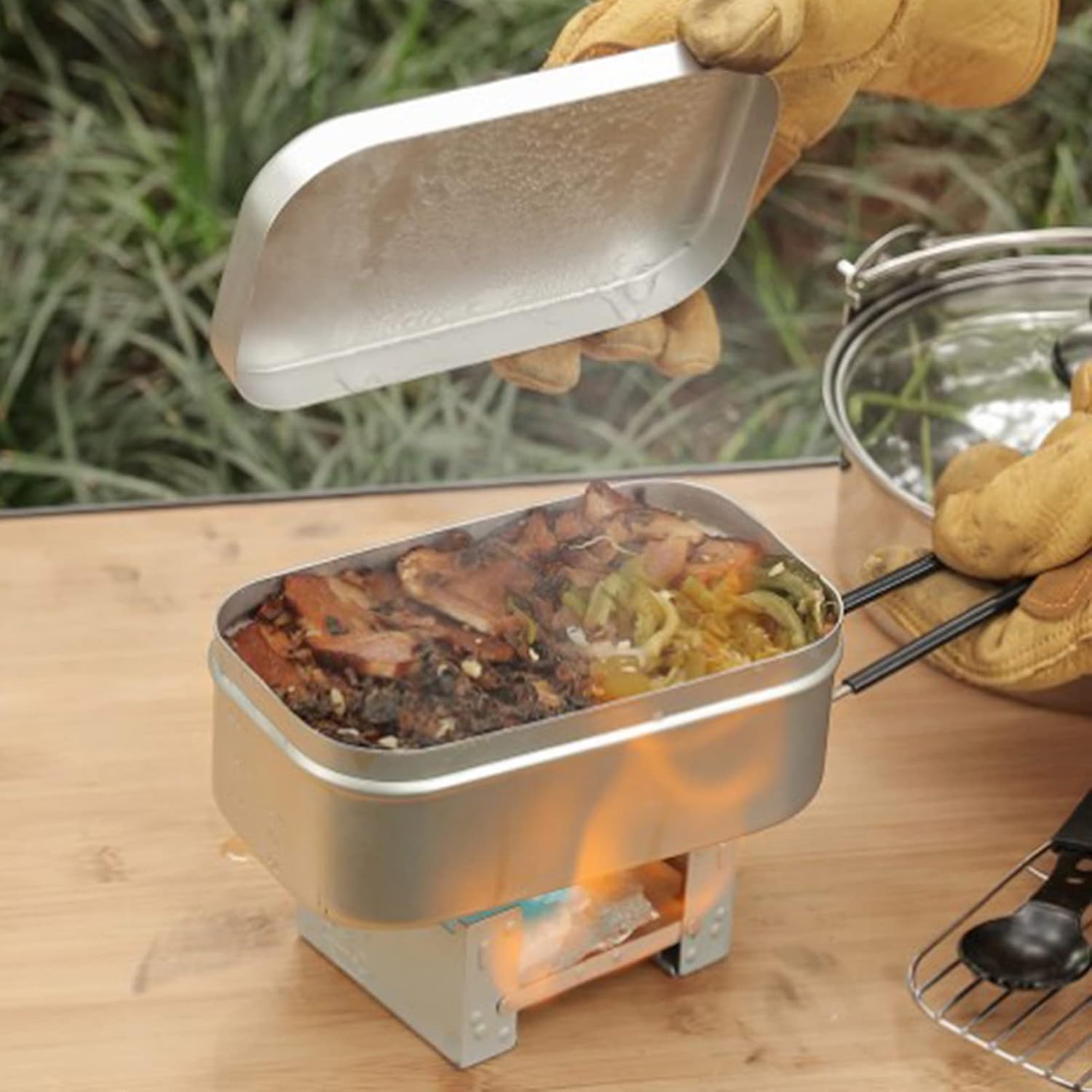 Outdoor Camping Outfit - 접이식 도시락 상자 손잡이, 성인용 도시락