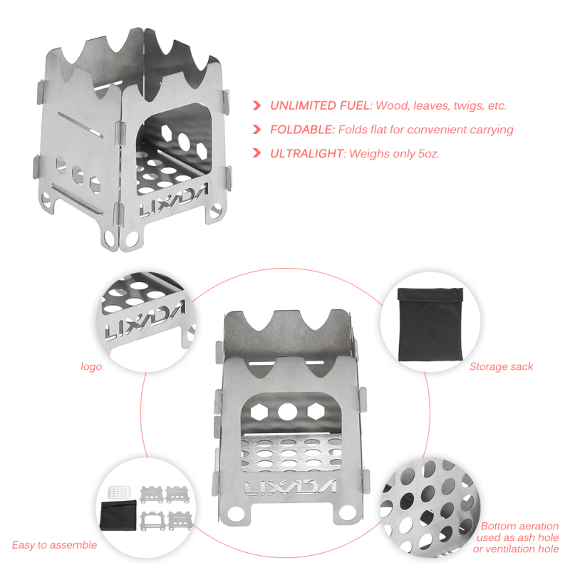 Lixada 티타늄 스테인리스 스틸 야외 캠핑 스토브, - Outdoor Camping Wood Stove 리뷰 및 가격