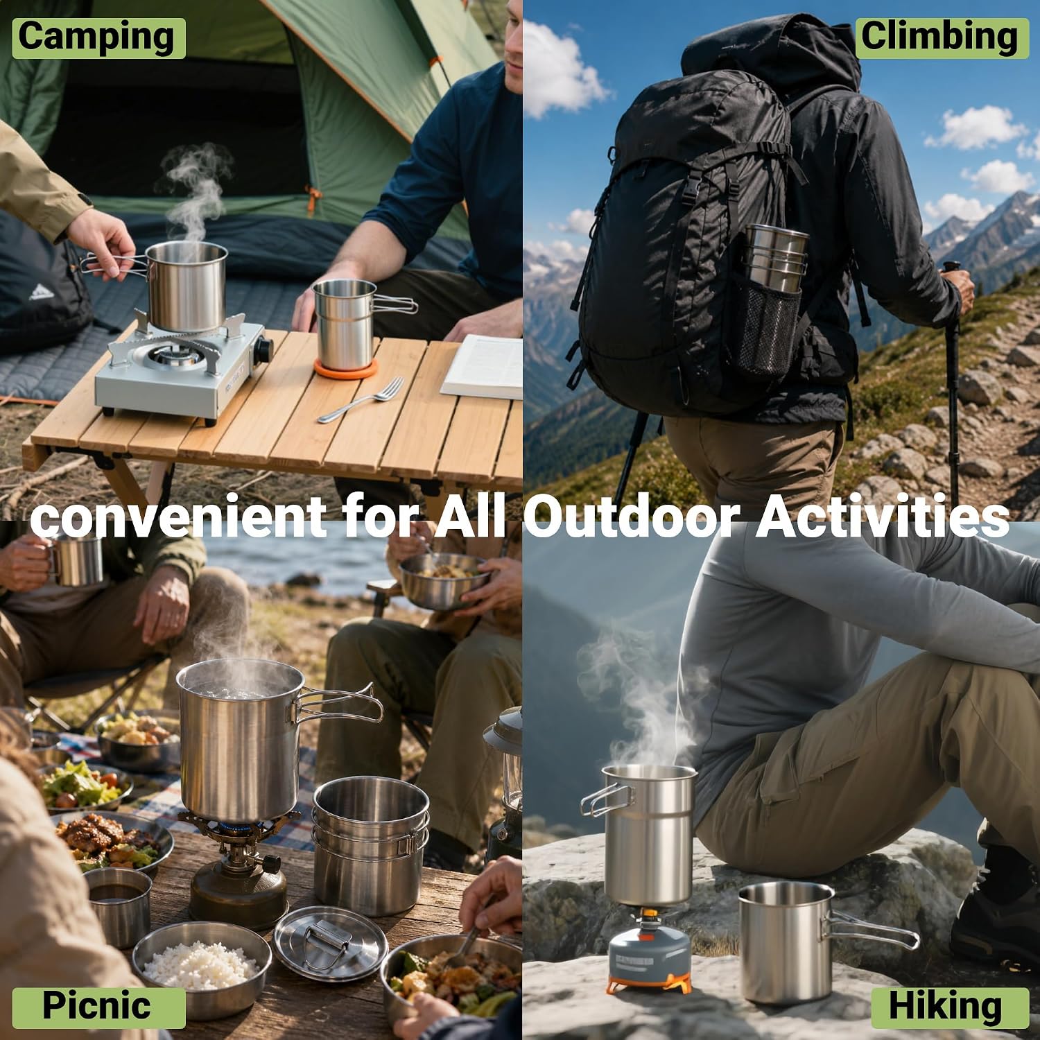 접이식 캠핑컵 머그컵 캠핑 냄비 조리기구 304 식품  - Outdoor Camping Kitchen Set 리뷰 및 가격