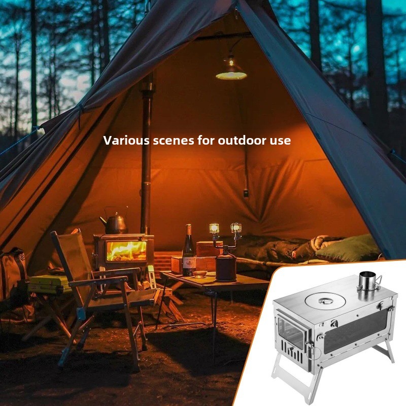 430 스테인레스 스틸 휴대용 텐트 스토브 접이식 측면 - Outdoor Camping Wood Stove 리뷰 및 가격