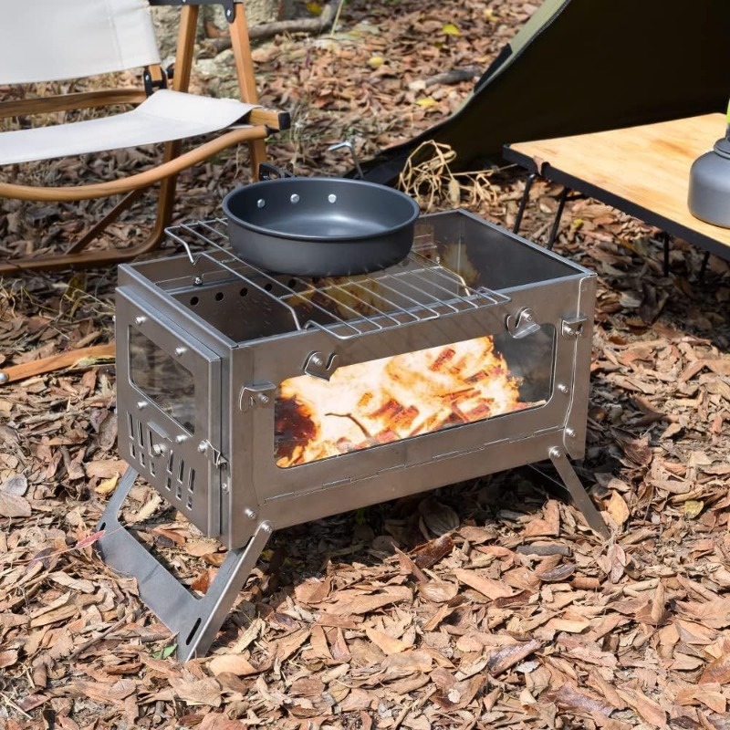 430 스테인레스 스틸 휴대용 텐트 스토브 접이식 측면 - Outdoor Camping Wood Stove 리뷰 및 가격