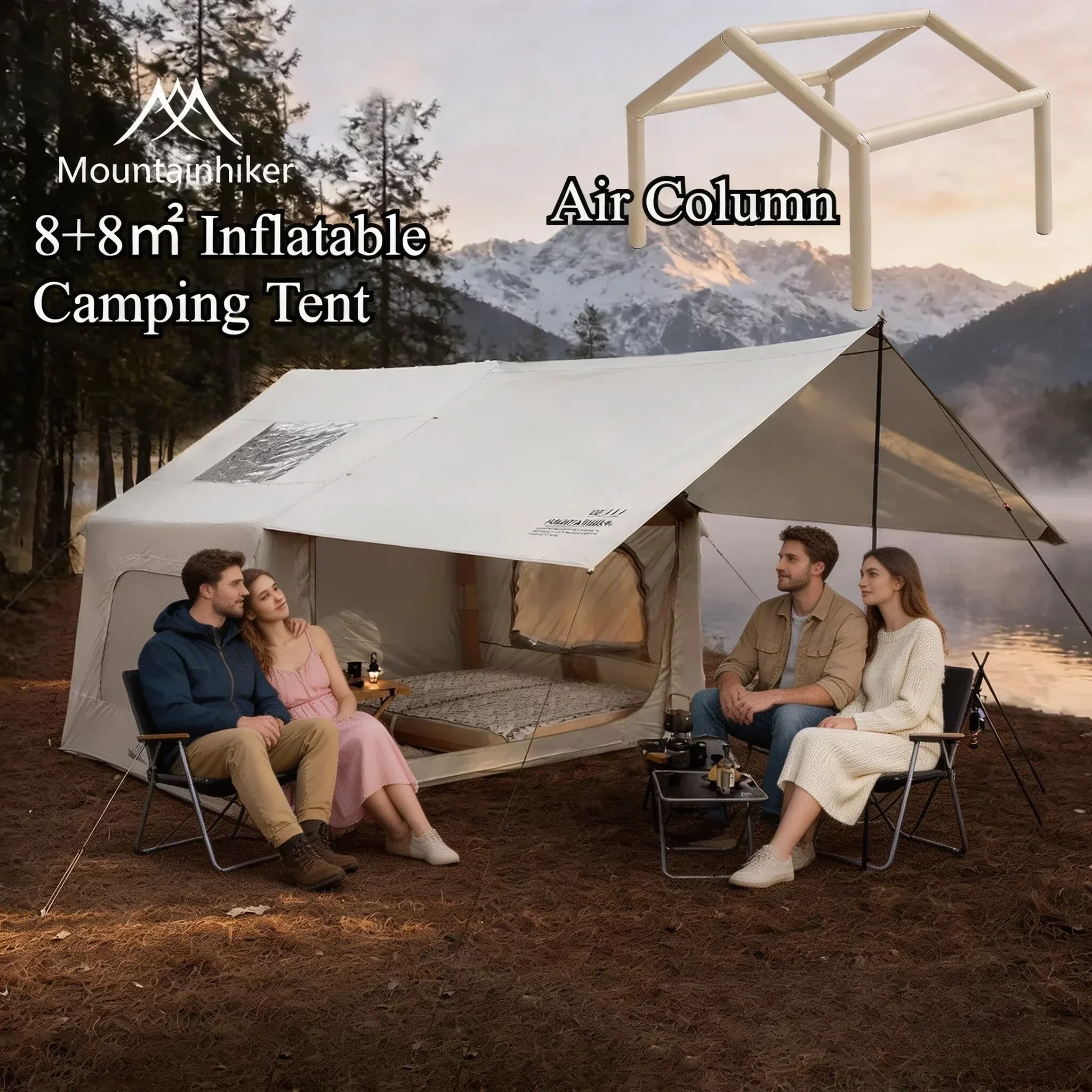 8+8 ㎡   마운틴하이커 에어 텐트, 대형 에어 텐트 - Outdoor Camping Outfit 리뷰 및 가격