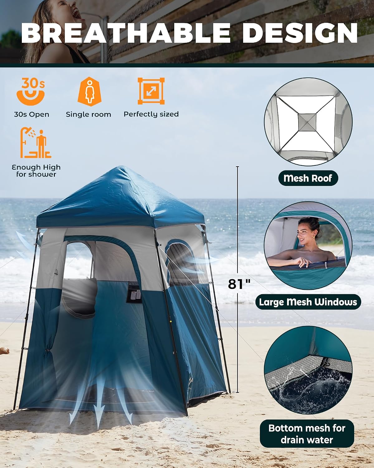 휴대용 개인 샤워 텐트, 견고하고 넓은 바닥이 있는 쉼 - Outdoor Und Camping 리뷰 및 가격